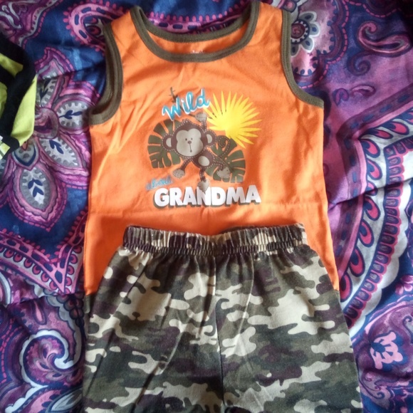 2 NWT GARANIMALS Boys Kid Clothes Spring Summer Gray Green Camo Shorts Sz 3-6 Mo
